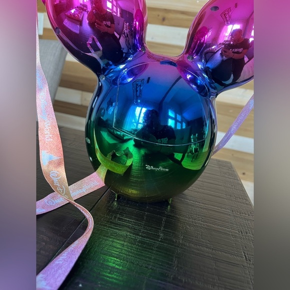 Magic Kingdom Metallic Rainbow Mickey Balloon Popcorn Bucket w/Strap Disney Park - Picture 3 of 5